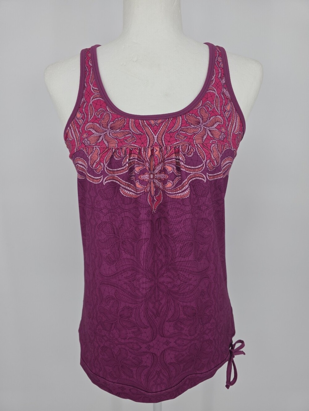 Athleta Purple Pink Printed Shelf Bra Racerback‎ Tank Top Women's Small